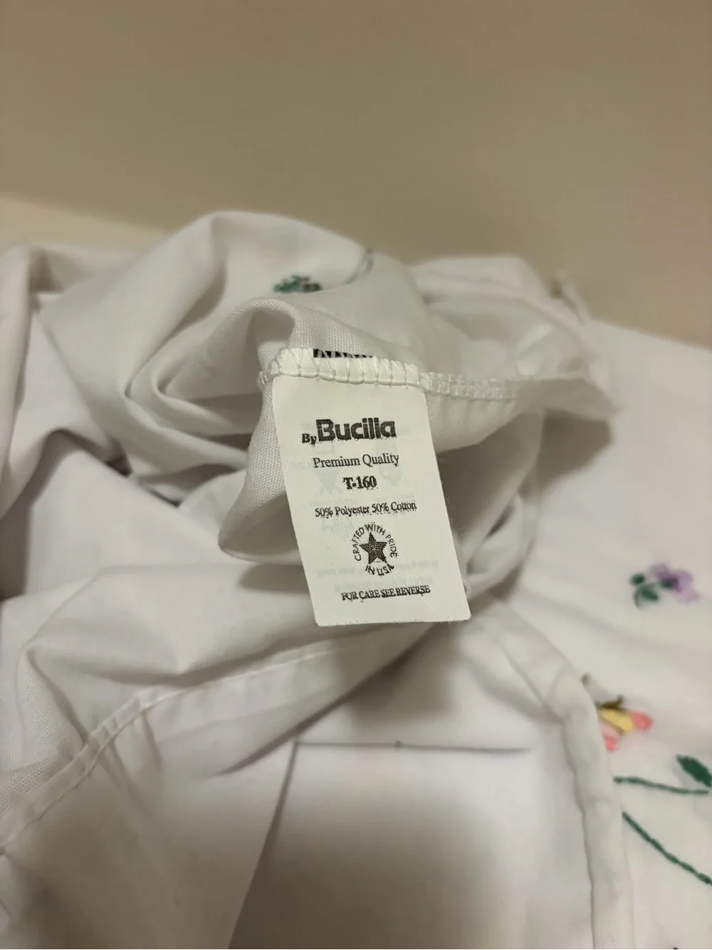 Vintage Embroidered White Standard Pillowcases Butterflies In Flight by Bucilla